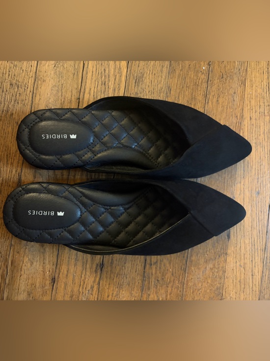 Birdies Shoes - Birdies The Swan black suede mules, quilted insole. Black Pointed-Toe size 7.5